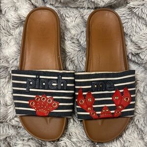 Kate Spade Black and White Striped Slides